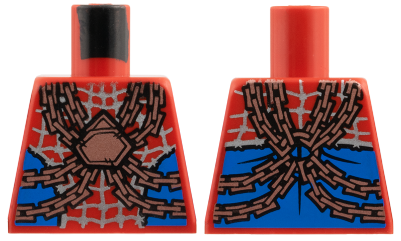Lego Torso Silver Webbing, Copper Chains, Blue Side Panels Pattern