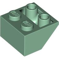Lego Brick Sloped Inverted 45° 2 x 2 [Round Hollow Bottom Pin, Bar-sized Stud Holes] / Sand Green