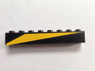 Lego Brick 1 x 8 with Yellow Triangle Pattern Model Right Side (Sticker) - Set 6679-1