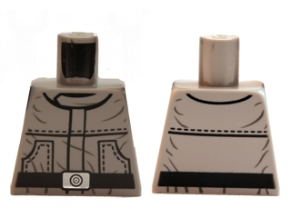 Lego Torso SW Wrinkly Jumpsuit with Pockets, Black Belt and Silver Buckle Pattern / Light Bluish Gray