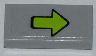 Lego Tile 1 x 2 with Lime Arrow with Black Outline Pattern (Sticker) - Set 79103 / Light Bluish Gray