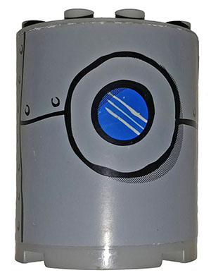 Lego Cylinder Half 2 x 4 x 4 with Patched Metal Plate and Porthole Pattern Centered (Sticker) - Set 3832