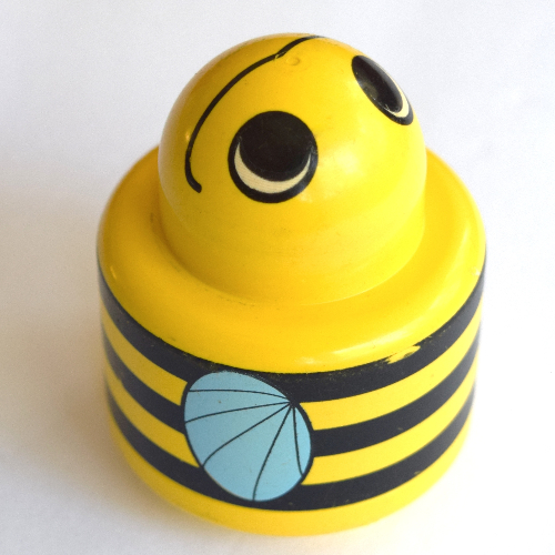 Lego Primo Brick 1 x 1 with Round Rattle, Bee Print