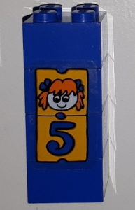 Lego Stickered Assembly 2 x 2 x 4 with Girl and Number 5 Pattern (Sticker) - Set 3681