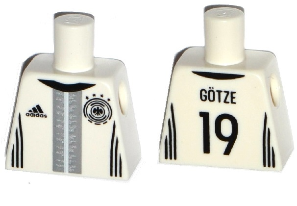 Lego Torso Soccer Shirt with Adidas Logo, 4 Stars and Eagle Front, 'GÖTZE 19' Back Pattern
