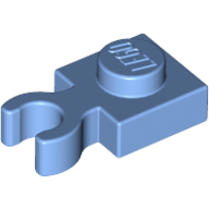 Lego Plate Special 1 x 1 with Clip Vertical [Thick Open O Clip] / Medium Blue