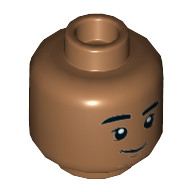 Lego Minifig Head Ned Leeds, Smirk / Medium Nougat
