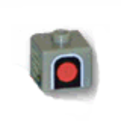 Lego Pen Bead, Square with Red Traffic Light Print