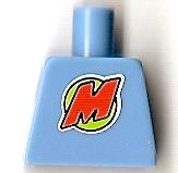 Lego Torso with Orange Capital Letter M over Lime Circle Pattern (LEGO Club Max) / Medium Blue
