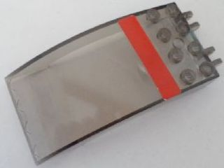 Lego Windscreen 8 x 4 x 2 Curved with Locking Dual 2 Fingers with Red Stripe Pattern (Sticker) - Set 8652 / Trans-Brown