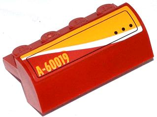 Lego Slope, Curved 2 x 4 x 1 1/3 with 4 Recessed Studs with Hatch and 'A-60019' Pattern Model Right Side (Sticker) - Set 60019