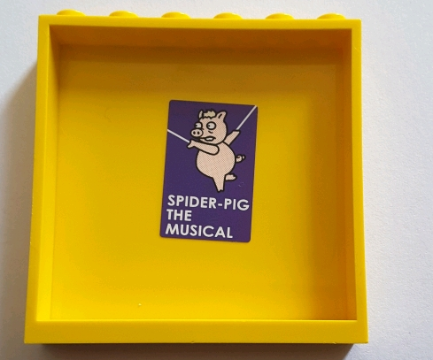 Lego Panel 1 x 6 x 5 with 'SPIDER-PIG THE MUSICAL' and Pig Pattern on Inside (Sticker) - Set 71016