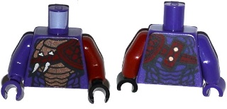Lego Torso Ninjago Snake with Black and Copper Scales, Knives and Shoulder Pad Pattern / Dark Red Arm and Black Hand Left / Dark Purple Arm and Hand Right