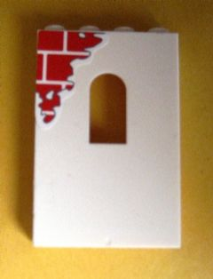 Lego Panel 1 x 4 x 5 Wall with Window with Red Bricks Pattern Top Left (Sticker) - Set 6242