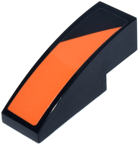 Lego Slope, Curved 3 x 1 with Orange Angled Panel Pattern Model Right Side (Sticker) - Set 77251