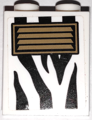 Lego Brick 1 x 2 x 2 with Inside Stud Holder with Black Zebra Stripes Camouflage and Dark Tan Vent Pattern (Sticker) - Set 60267