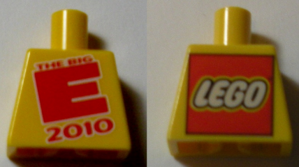 Lego Torso with 'THE BIG E 2010' and LEGO Logo on Back Pattern / Yellow