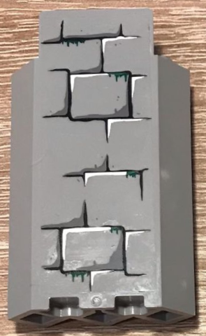 Lego Panel 3 x 3 x 6 Corner Wall without Bottom Indentations with Bricks with Dark Green Moss Pointing Down Pattern 1 (Sticker) - Set 4738