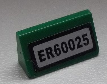 Lego Slope 30 1 x 2 x 2/3 with 'ER60025' Pattern (Sticker) - Set 60025