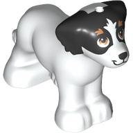 Lego Animal, Dog Big with Brown Eyes, Black Face and Ears print (Daisy) / White