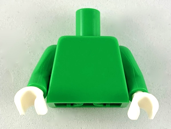 Lego Torso Plain / Bright Green Arms / White Hands