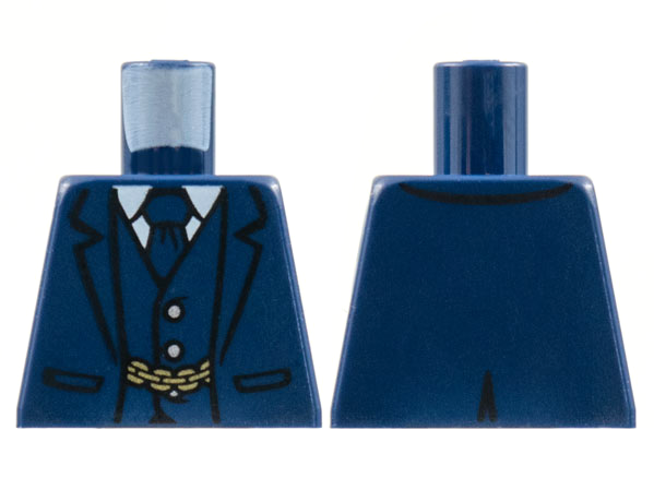 Lego Torso Suit Jacket Unbuttoned, Vest, Tie and Gold Chain Pattern / Dark Blue