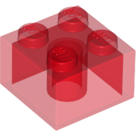 Lego Brick 2 x 2 without Inside Ridges / Trans-Red