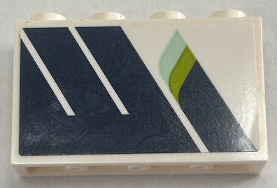 Lego Panel 1 x 4 x 2 with Side Supports - Hollow Studs with Dark Blue Stripes with Lime and Light Aqua Highlights Pattern Model Right Side (Sticker) - Set 60367