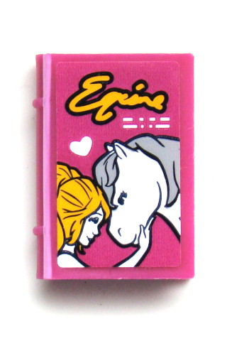 Lego Minifigure, Utensil Book 2 x 3 with 'Equine', Heart, Girl and White Horse Pattern (Sticker) - Set 41125