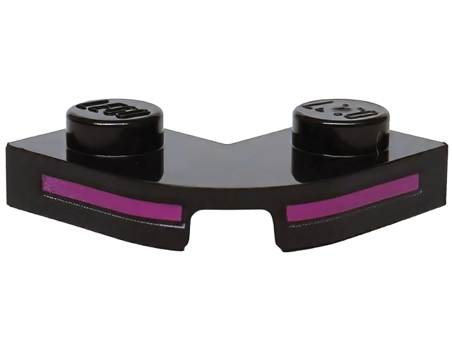 Lego Plate, Round Corner 2 x 2 with 1 x 1 Cutout with Magenta Stripes Pattern