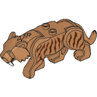 Lego Animal, Big Cat, Sabre Tooth Tiger with Dark Brown Stripes print / Medium Nougat