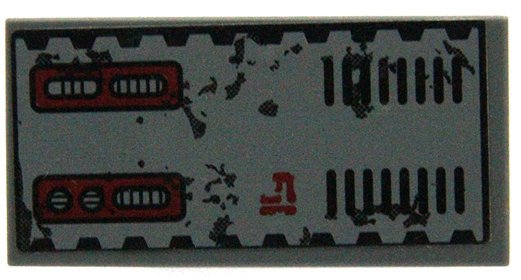 Lego Tile 2 x 4 with Weathered Vents and Buttons Pattern Model Left Side (Sticker) - Set 70009