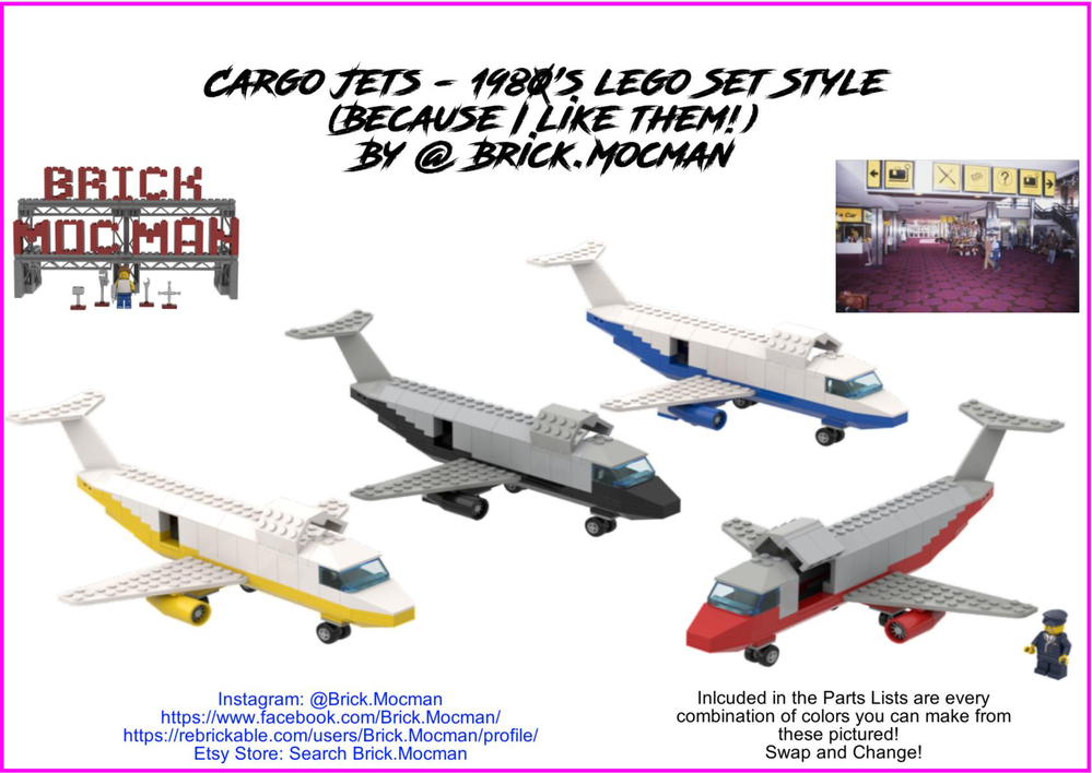 Lego 1980's Style Cargo Jet Airplane