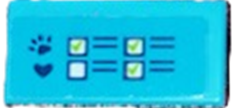 Lego Tile 1 x 2 with Lime and White Checkboxes, Dark Blue Paw Print and Heart Pattern (Sticker) - Set 41446