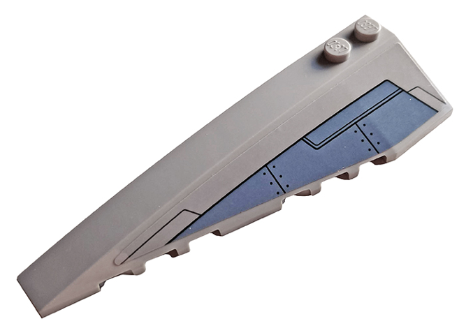 Lego Wedge 10 x 3 Left with Sand Blue Armor Plates Pattern (Sticker) - Set 76107 / Light Bluish Gray
