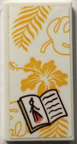 Lego Tile 2 x 4 with Towel with Bright Light Orange Flowers and Leaves and Open Magazine Pattern (Sticker) - Set 41720