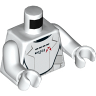 Lego Torso Armor with Red Markings and Black Characters Print (Jet Trooper), White Arms and Hands / White