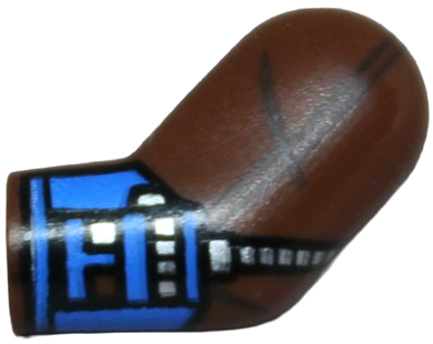 Lego Arm, Left with Blue Gauntlet and Silver Hose Pattern / Reddish Brown