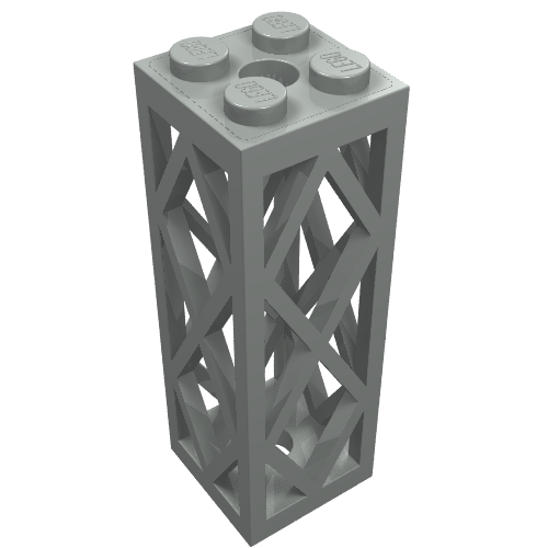 Lego Support 2 x 2 x 5 Lattice Pillar, Complete Assembly / Light Gray