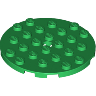 Lego Plate Round 6 x 6 with Hole / Green