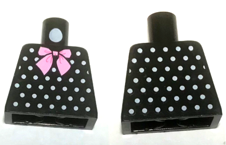 Lego Torso with Bright Pink Bow and White Polka Dots Pattern (BAM) / Black