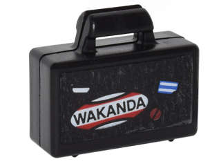 Lego Minifigure, Utensil Briefcase with 'WAKANDA', Blue and White Stripes and Red Circle with Black Line Pattern (Sticker) - Set 76051