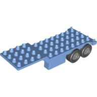 Lego Duplo Trailer, Four Rear Wheels, Elevated Front End, 4 x 12 Studs with Gate Hinge / Medium Blue