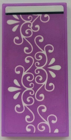 Lego Tile 2 x 4 with Blanket with White Filigree, Bedsheet Pattern (Sticker) - Set 41395 / Medium Lavender