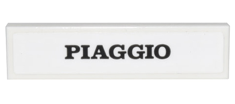 Lego Tile 1 x 4 with Black 'PIAGGIO' Logo on White Background Pattern (Sticker) - Set 10298 / White