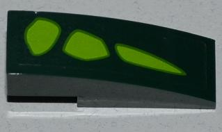 Lego Slope, Curved 3 x 1 with 3 Lime Scales Pattern Model Right Side (Sticker) - Set 9450