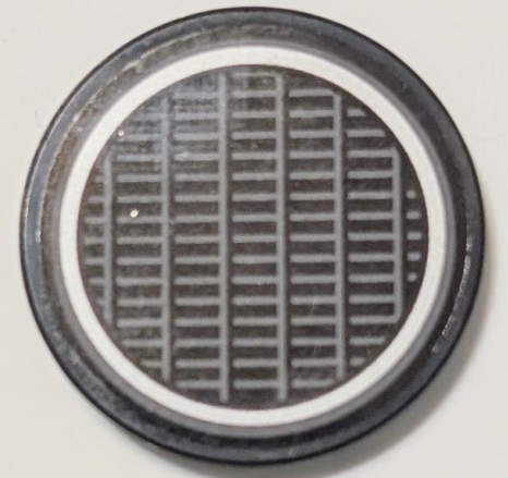 Lego Tile, Round 3 x 3 with SW Dark Falcon Grille with Dark Bluish Gray Border Pattern (Sticker) - Set 75389