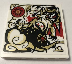 Lego Panel 1 x 6 x 5 with Black, Gold, Red and White Dragon and Ninja Minifigure Pattern (Sticker) - Set 70670
