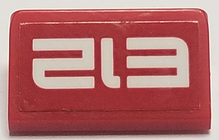 Lego Slope 30 1 x 2 x 2/3 with White 'E12' on Red Background Pattern (Sticker) - Set 70615 / Red