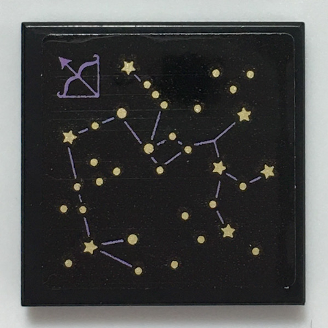 Lego Tile 2 x 2 with Gold Star Constellation Pattern (Sticker) - Set 41196